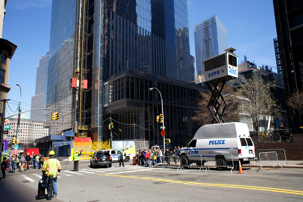Manhattan police World Trade Center street shot.